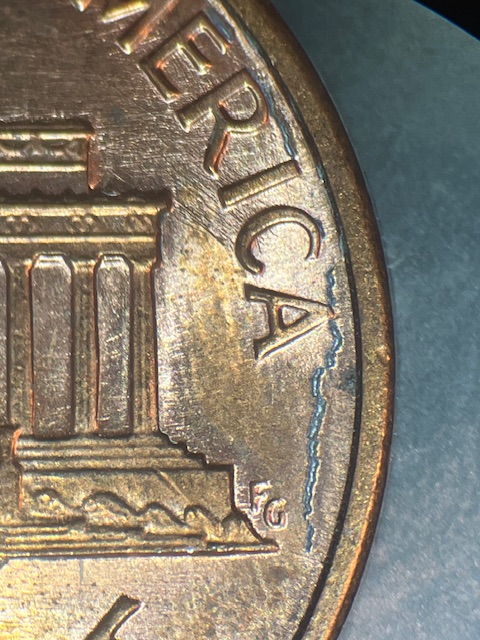 Lincoln-Memorial-Cent-1987--Die-Crack-On-The-Reverse-Die-Chip-&-?-Lamination-?